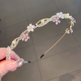 Elegant Pearl & Rhinestone Flower Headband - Romantic Zinc Alloy Hair Accessory for Women and Girls