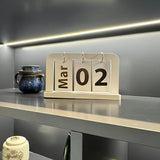 Elegant Wooden Perpetual Desk Calendar - Minimalist Flip Design for Home, Office, or Dorm Decor