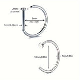 1pc/2pcs Fashion Stainless Steel Nose Ring Lip Ring Without Perforating, Lip Nose Clip