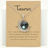 New Luminous 12 Zodiac Necklace Retro Moon Pendant Card Short Necklace, father's day gift