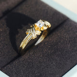 White Zircon Interwoven Pattern Ring Groove Ring Jewelry Wedding Engagement Ring Anniversary Gift