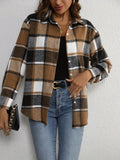 Flattering Plaid Print Womens Shirt Jacket - Button Down, Long Sleeves, Perfect for Spring & Fall - Versatile Casual Wear for Effortless Style