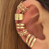 5 Pcs Set Golden Silvery Black Ear Bone Clip Vintage Boho Style Cuff Earring Non Piercing Daily Small Simple Elegant Jewelry For Women