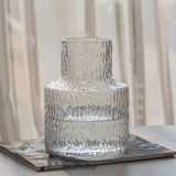 Textured Glass Vase - Nordic Vintage-Style for Wide-Mouth Flower Arrangements - Perfect for Home and Table Decoration, Hydroponic Plants