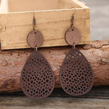 Vintage Hollow Leaf Shape PU Leather Earrings Jewelry Gift For Party Vacation Decor Accessories Fall Winter Ear Ornaments