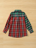 For Spring & Fall, Color Block Plaid Print Shirt, Casual Women's Clothing with Button Front Cuff Sleeve