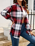 Vibrant Plaid Long Sleeve Collared Shirt - Soft, Breathable, Relaxed Fit, Button Front Pocket, Casual Chic for Spring & Fall - Women's Clothing, Perfect for Daily Wear