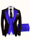 Elegant 3-Piece Mens Suit Set - One-Button Jacket, Vest & Trousers - Sleek Fit for Business, Weddings & Formal Events