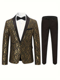 Men's Elegant Contrast Color Suit Jacket & Suit Pants Set For Party/wedding/formal Prom