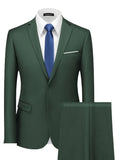 2 Pieces Men's Formal Suit Set - One Button Jacket & Dress Pants for Business, Dinner, Wedding, Party Occasions