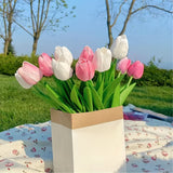 6pcs Artificial Tulips, Plastic Faux Flowers, Home Decor, Tabletop Display, No Vase Included, for Anniversary, Living Room Decor