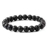 1pc Obsidian Bracelet Men And Women Couple Students Hand Jewelry Beads Tiger Eye Volcano Bracelet