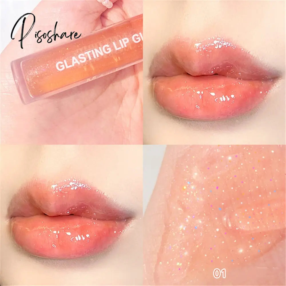 3D Lip Gloss Transparent Holographic Plumping Shiny Pearl Moisturizer Color-Changing Oil Makeup