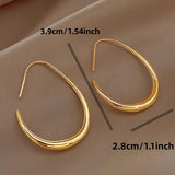 Glossy Minimalist Water Drop Design Hoop Earrings Copper 18K Gold Plated Jewelry Vintage Elegant Style For Women Daily Wear