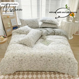 3Pcs 100% Cotton Duvet Cover Set (1*Duvet + 2*Pillowcase Without Core) Fresh Flower Print Bedding