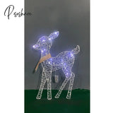 3Pcs Christmas Glowing Reindeer Decoration Iron Shelves Home Garden Yard Ornament Outdoor Navidad