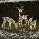 3Pcs Christmas Glowing Reindeer Decoration Iron Shelves Home Garden Yard Ornament Outdoor Navidad