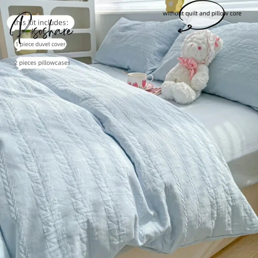 3pcs Jacruard Duvet Cover Set (1*Duvet Cover + 2*Pillowcase, Without Core), pure color Bedding Set, Soft Comfortable