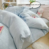 3Pcs Jacruard Duvet Cover Set (1*Duvet + 2*Pillowcase Without Core) Pure Color Bedding Soft