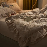 3Pcs Lace Quilt Pillowcase Single Double Summer Air Conditioning Throw Blanket Nap Thin