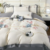 3Pcs Polyester Duvet Cover Set (1*Duvet + 2*Pillowcase Without Core) Elegant Flower Embroidered