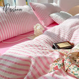 3Pcs Polyester Duvet Cover Set (1*Duvet + 2*Pillowcase Without Core) Strupe Print Bedding Soft