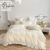 3Pcs Princess Style Pillowcase Set Duvet Cover With Pillowcases Lace Bedding King And Double Beige