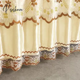 3Pcs Set Soft Lace Bed Skirt King Queen Size Bedspread Solid Color Luxury Princess Romantic Spread