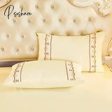 3Pcs Set Soft Lace Bed Skirt King Queen Size Bedspread Solid Color Luxury Princess Romantic Spread