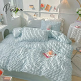 3Pcs Soft Duvet Cover Set (1*Duvet + 2*Pillowcase Without Core) Bubble Grid Print Bedding