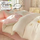 3Pcs Soft Duvet Cover Set (1*Duvet + 2*Pillowcase Without Core) Bubble Grid Print Bedding