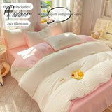 3Pcs Soft Duvet Cover Set (1*Duvet + 2*Pillowcase Without Core) Bubble Grid Print Bedding