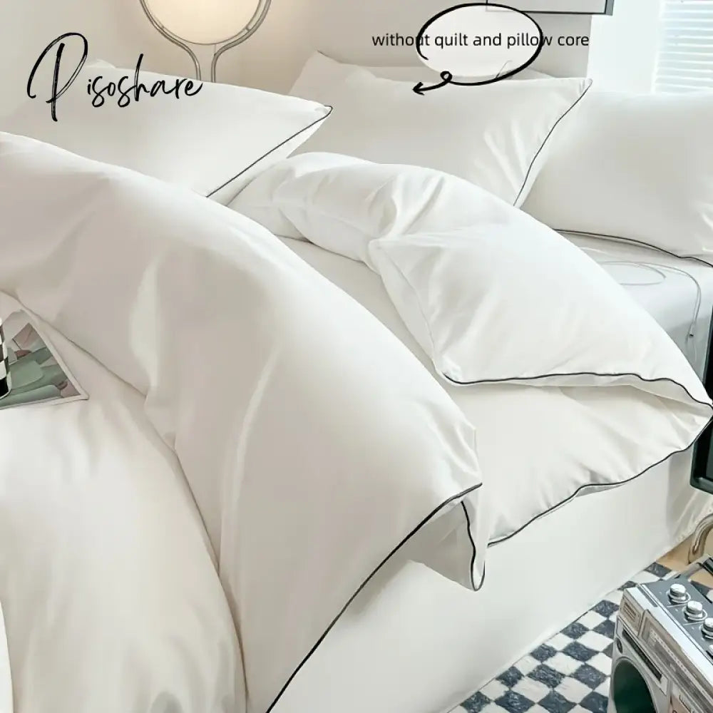 3Pcs Soft Duvet Cover Set (1*Duvet + 2*Pillowcase Without Core) Pure Color Bedding Soft Comfortable