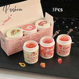 3Pcs Strawberry Ice Cream Lip Masks Moisturizing Unisex Balm Set Fade Lines Oil Honey Peach Korean