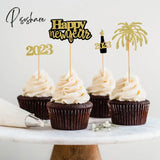 4/12Pcs 2023 Cake Topper New Year Toothpick Happy New Year Party Decoration Supplies Cake Toppers