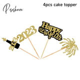 4/12Pcs 2023 Cake Topper New Year Toothpick Happy New Year Party Decoration Supplies Cake Toppers