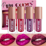 4 Color/Set Metallic Fine Glitter Matte Liquid Lipstick Waterproof Shimmer Lip Gloss Satin Color
