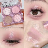 4 Colors Eyeshadow Palette Quad Small Dish Glitter Powder Pearl Matte Makeup Eye Shadow Plate