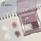 4 Colors Purple Taro Eyeshadow Palette Cool Toned Smokey Eye Shadow Pallete Rouge Matte Glitter