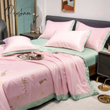 4 Pieces Comforter Set Thin Quilt Summer Lightweight 150*200Cm Machine Washable Soft Comfy