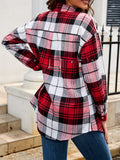 Vibrant Plaid Long Sleeve Collared Shirt - Soft, Breathable, Relaxed Fit, Button Front Pocket, Casual Chic for Spring & Fall - Women's Clothing, Perfect for Daily Wear