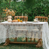 [Floral Lace Tablecloth for Events] Elegant Lace Tablecloth with Floral Pattern - Perfect for Weddings, Bridal Showers, Birthdays, and Special Events - Polyester, Machine-Made Table Cover for Outdoor Decor, Suitable for Summe