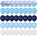 40Pcs Blue Balloons Set Agate Marble Metallic Confetti Balloon For Kids Birthday Party Baby Shower