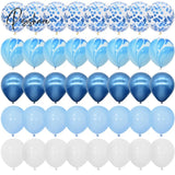 40Pcs Blue Balloons Set Agate Marble Metallic Confetti Balloon For Kids Birthday Party Baby Shower