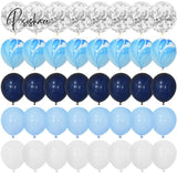 40Pcs Blue Balloons Set Agate Marble Metallic Confetti Balloon For Kids Birthday Party Baby Shower