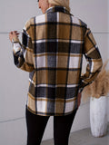 Classic Plaid Button-Front Shirt - Fashionable & Elegant Long Sleeve Outerwear for Women - Timeless Style, Warm Comfort