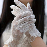 [Lace Gloves] Thin Lace Women's Elegant Gloves - Breathable Touch Screen Sunscreen Short Driving Gloves