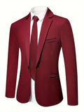 Men's Stylish Solid-Colored One-Button Blazer Jacket - Fashionable Tailored Fit, Notch Lapels, Classic Business and Daily Wear Essential - High-Quality Fabric, Versatile, Comfortable, and Timeless Design