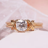 White Zircon Interwoven Pattern Ring Groove Ring Jewelry Wedding Engagement Ring Anniversary Gift
