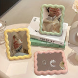 Portable Cartoon Themed Makeup Mirror - Polished Finish Non-Slip Dresser Mount Glass Mirror for Travel & Vanity Use - Plastic Frame, Unscented, No Electricity Required